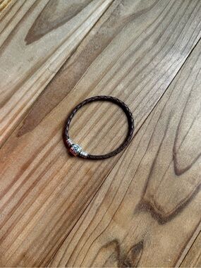 Pandora Brown Braided Leather Bracelet with Sterling Silver clasp
